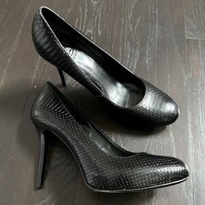TORY BURCH PLATFORM SNAKESKIN HEELS